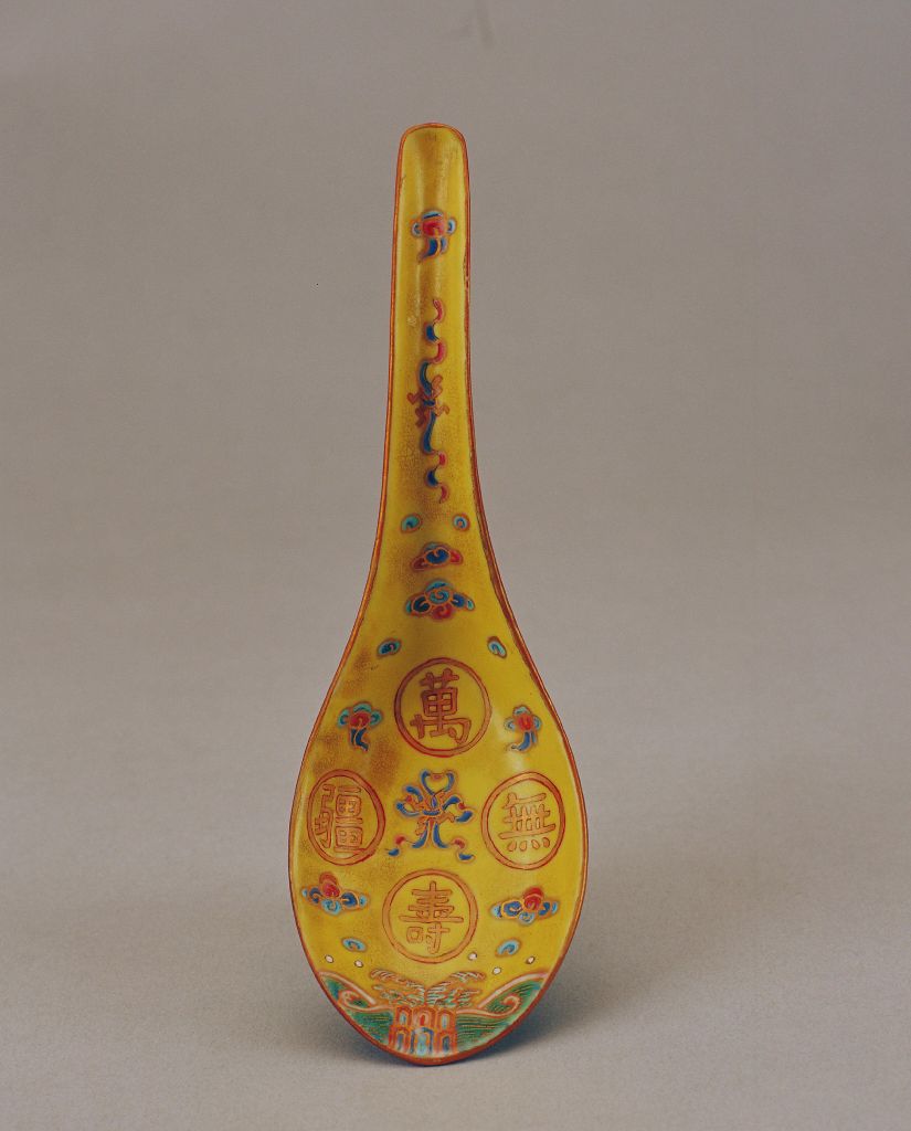 图片[2]-Yellow ground pastel longevity spoon-China Archive